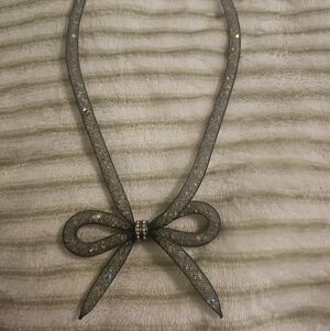 Betsey JOHNSON Chic And FUN Black Bow Necklace with Rhinestone Accents